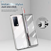 For Huawei Mate X2 Electroplating Hinge Phone Case with Stylus(Transparent)