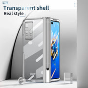 For Huawei Mate X2 Electroplating Hinge Phone Case with Stylus(Silver)