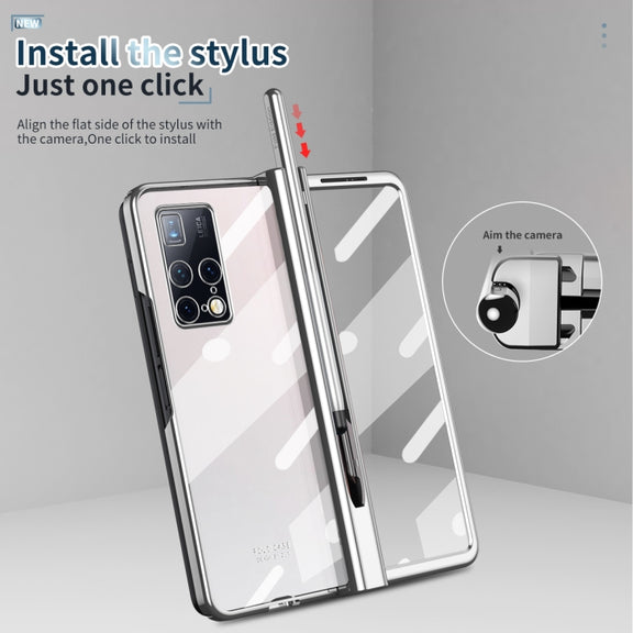 For Huawei Mate X2 Electroplating Hinge Phone Case with Stylus(Silver)