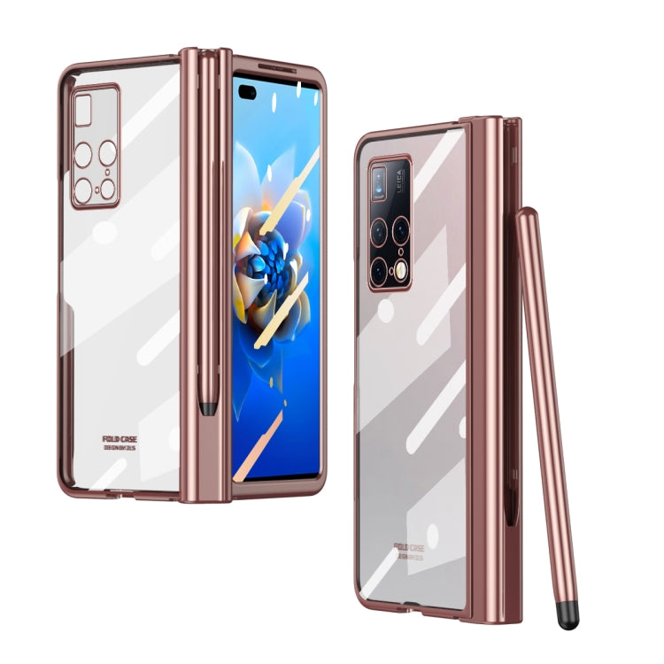 For Huawei Mate X2 Full Body Electroplating Hinge Phone Case with Stylus(Pink)