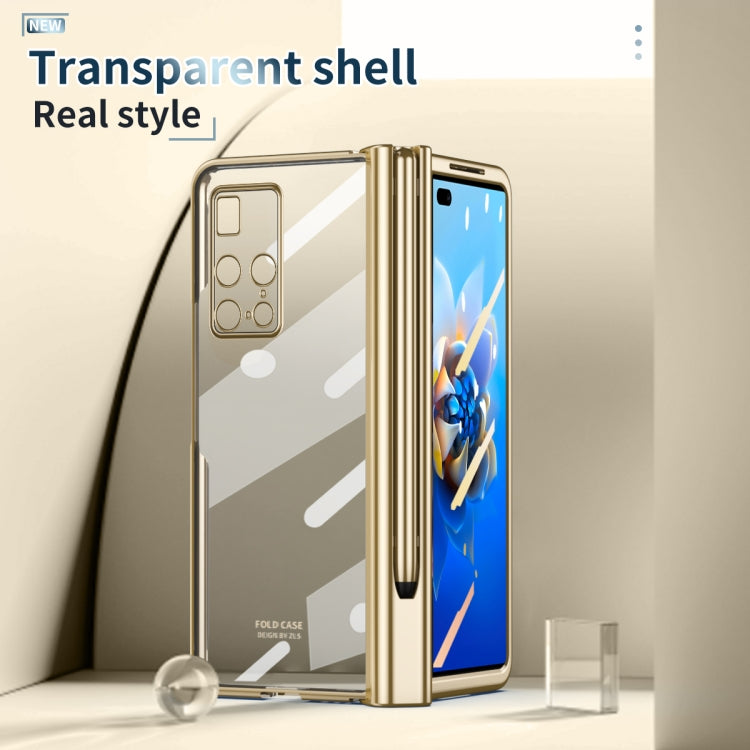 For Huawei Mate X2 Full Body Electroplating Hinge Phone Case with Stylus(Gold)