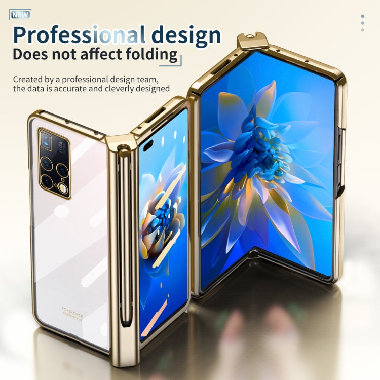For Huawei Mate X2 Full Body Electroplating Hinge Phone Case with Stylus(Gold)