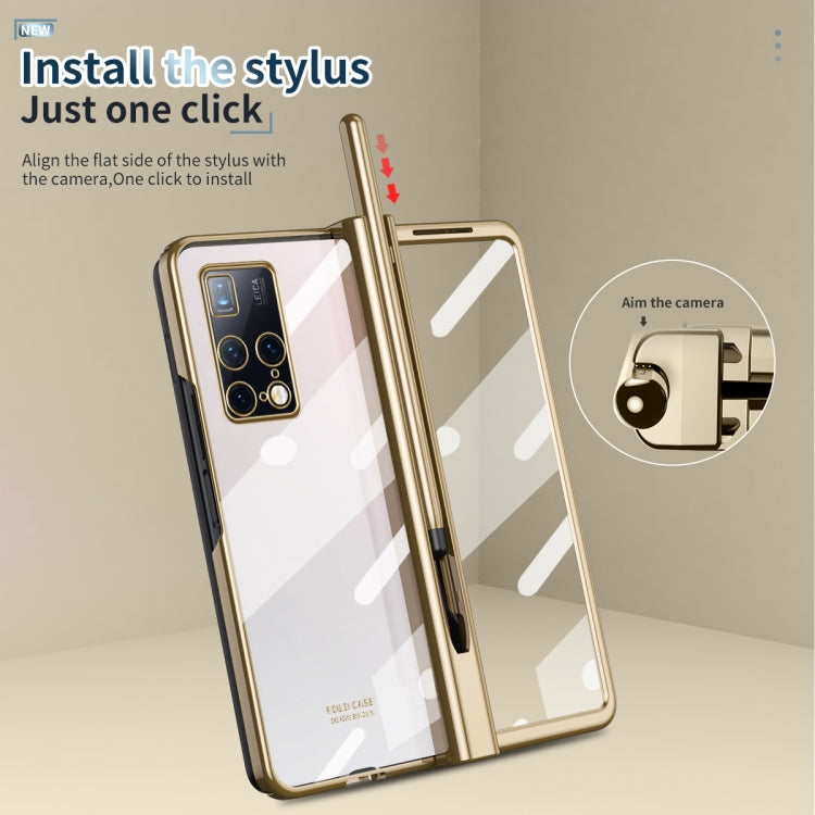 For Huawei Mate X2 Full Body Electroplating Hinge Phone Case with Stylus(Gold)