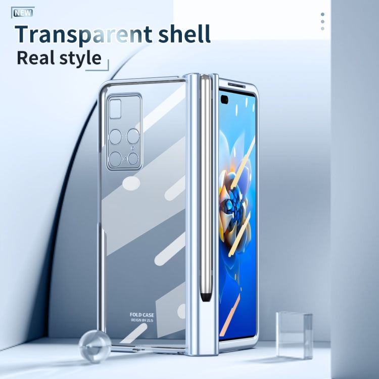 For Huawei Mate X2 Full Body Electroplating Hinge Phone Case with Stylus(Blue)
