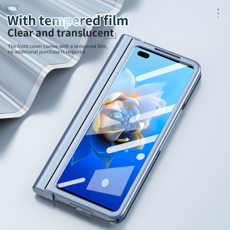 For Huawei Mate X2 Full Body Electroplating Hinge Phone Case with Stylus(Blue)