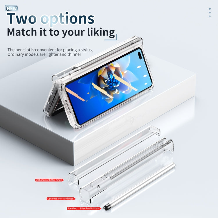 For Huawei Mate X2 Full Body Electroplating Hinge Phone Case with Stylus(Transparent)