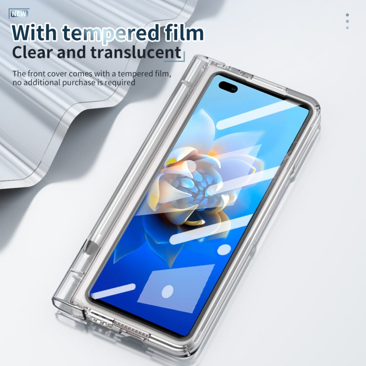 For Huawei Mate X2 Full Body Electroplating Hinge Phone Case with Stylus(Transparent)