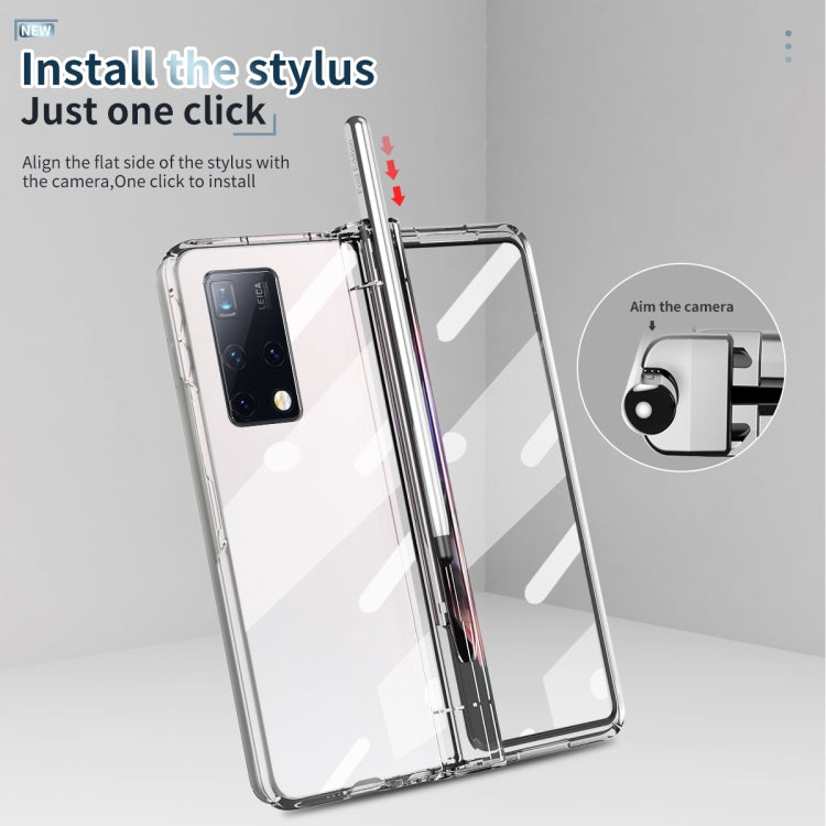 For Huawei Mate X2 Full Body Electroplating Hinge Phone Case with Stylus(Transparent)