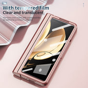 For Honor Magic V Full Body Electroplating Hinge Phone Case with Stylus(Pink)