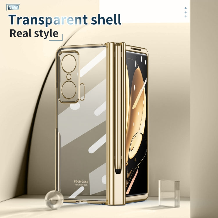 For Honor Magic V Full Body Electroplating Hinge Phone Case with Stylus(Gold)