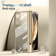 For Honor Magic V Full Body Electroplating Hinge Phone Case with Stylus(Gold)