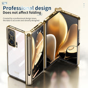 For Honor Magic V Full Body Electroplating Hinge Phone Case with Stylus(Gold)