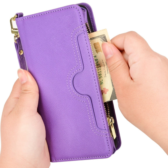 For Doogee X96 Pro Litchi Texture Zipper Leather Phone Case(Purple)