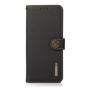 For Sharp Aquos R7 KHAZNEH Custer Genuine Leather RFID Phone Case(Black)