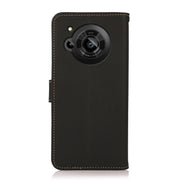 For Sharp Aquos R7 KHAZNEH Custer Genuine Leather RFID Phone Case(Black)