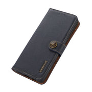 For Sharp Aquos R7 KHAZNEH Custer Genuine Leather RFID Phone Case(Blue)