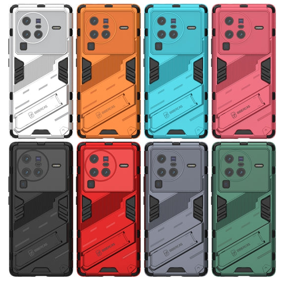 For vivo X80 Pro Punk Armor PC + TPU Phone Case with Holder(Black)