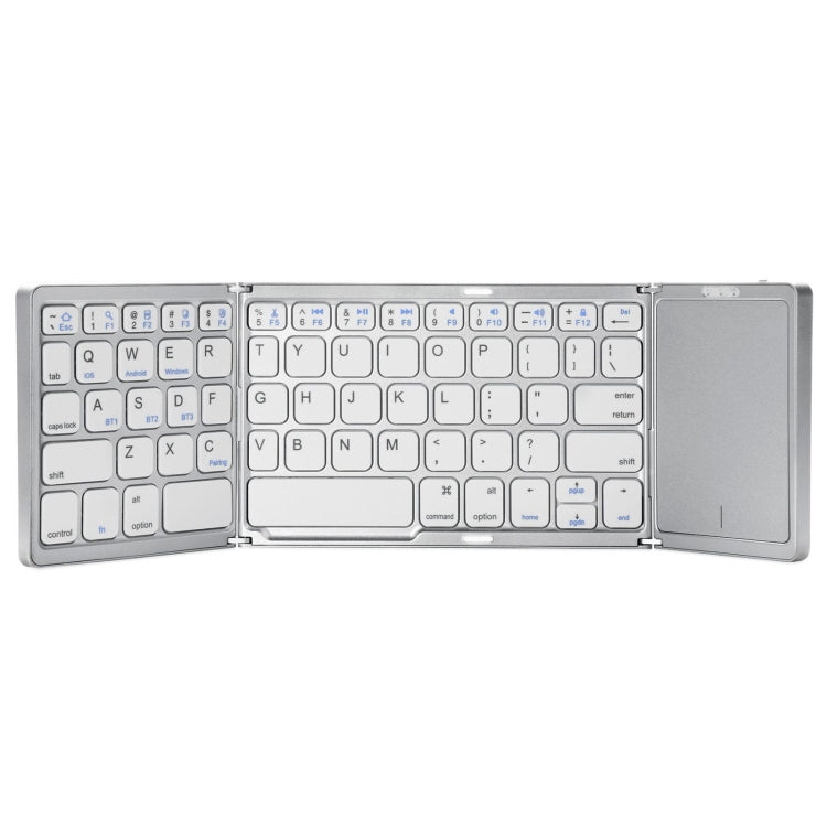 B089T Foldable Bluetooth Keyboard Rechargeable with Touchpad(Silver)