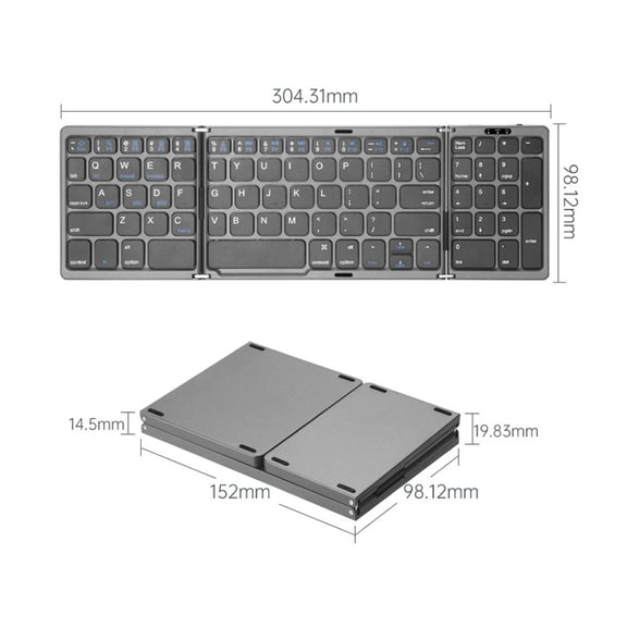 B089T Foldable Bluetooth Keyboard Rechargeable with Touchpad(Black)