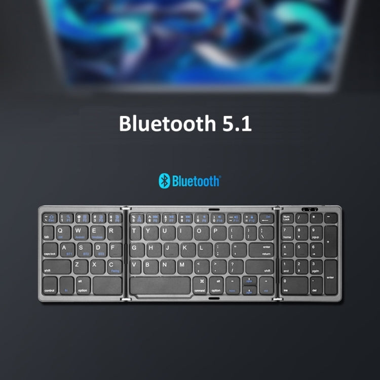 B089T Foldable Bluetooth Keyboard Rechargeable with Touchpad(Black)