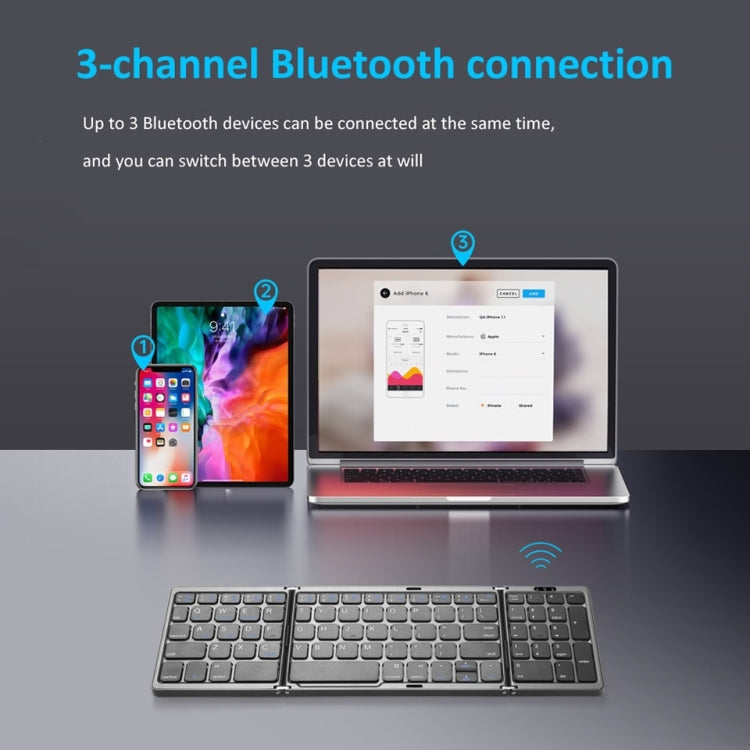 B089T Foldable Bluetooth Keyboard Rechargeable with Touchpad(Black)