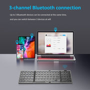 B089T Foldable Bluetooth Keyboard Rechargeable with Touchpad(Black)