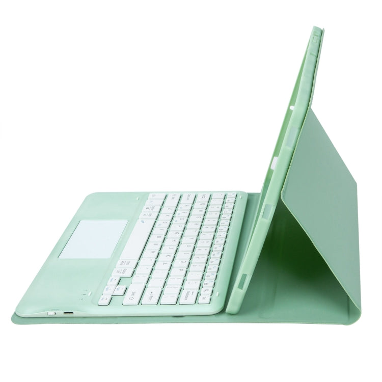 T12B-A Detachable Touch Pad Bluetooth Keyboard Leather Tablet Case For iPad Air 13 2025 / 2024 / Pro 12.9 inch 2021/2020/2018(Mint Green)
