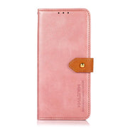 For iPhone 17 Pro KHAZNEH Dual-color Cowhide Texture Flip Leather Phone Case(Rose Gold)