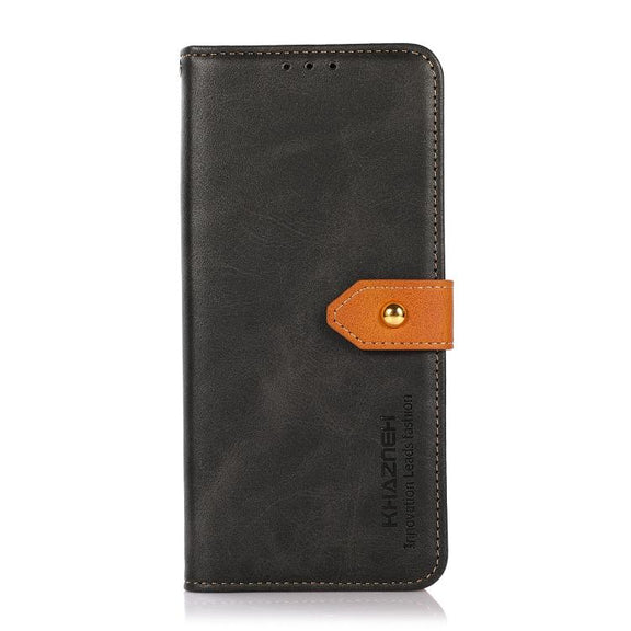 For iPhone 17 KHAZNEH Dual-color Cowhide Texture Flip Leather Phone Case(Black)