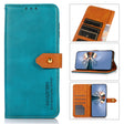 For iPhone 15 Pro KHAZNEH Dual-color Cowhide Texture Flip Leather Phone Case(Blue) - iPhone 16e Cases by PMC TechLife | Online Shopping South Africa | PMC TechLife | Buy Now Pay Later Mobicred