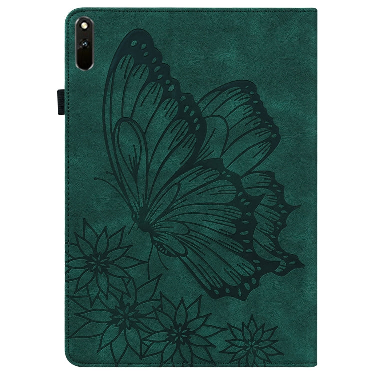 For Huawei MatePad 11 2021 Big Butterfly Embossed Leather Tablet Case(Green)