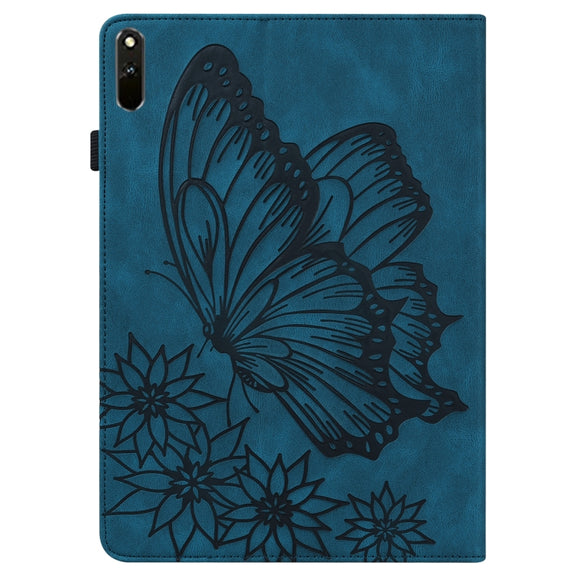For Huawei MatePad 11 2021 Big Butterfly Embossed Leather Tablet Case(Blue)