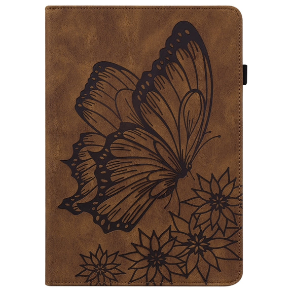 For Huawei MatePad 11 2021 Big Butterfly Embossed Leather Tablet Case(Brown)