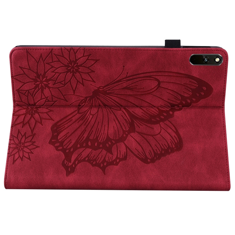 For Huawei MatePad 11 2021 Big Butterfly Embossed Leather Tablet Case(Red)