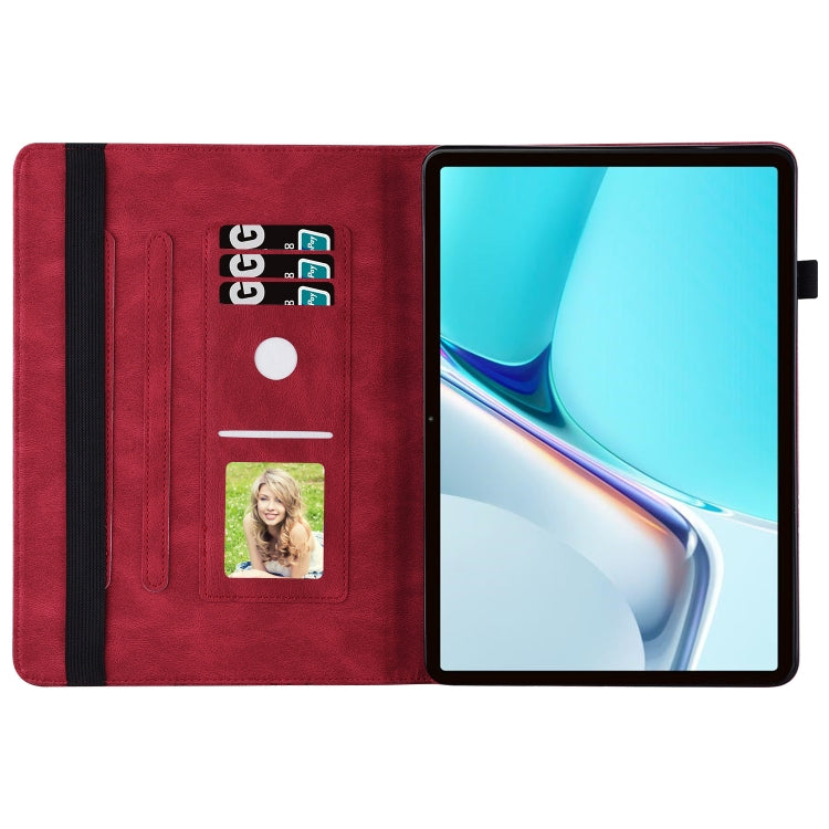 For Huawei MatePad 11 2021 Big Butterfly Embossed Leather Tablet Case(Red)