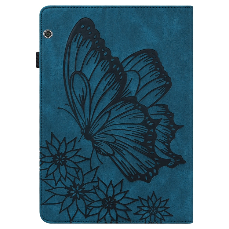 For Huawei MediaPad T5 Big Butterfly Embossed Leather Tablet Case(Blue)