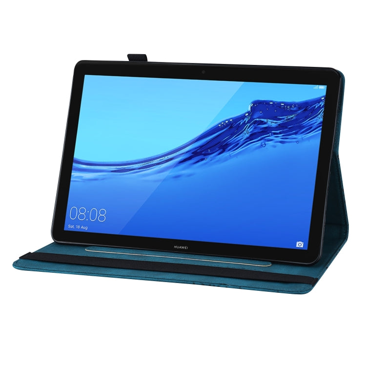 For Huawei MediaPad T5 Big Butterfly Embossed Leather Tablet Case(Blue)