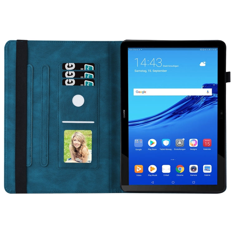 For Huawei MediaPad T5 Big Butterfly Embossed Leather Tablet Case(Blue)