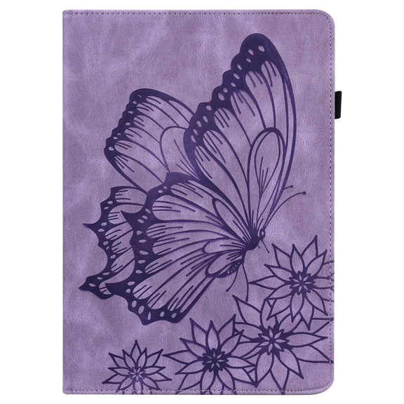 For Huawei MediaPad T5 Big Butterfly Embossed Leather Tablet Case(Purple)
