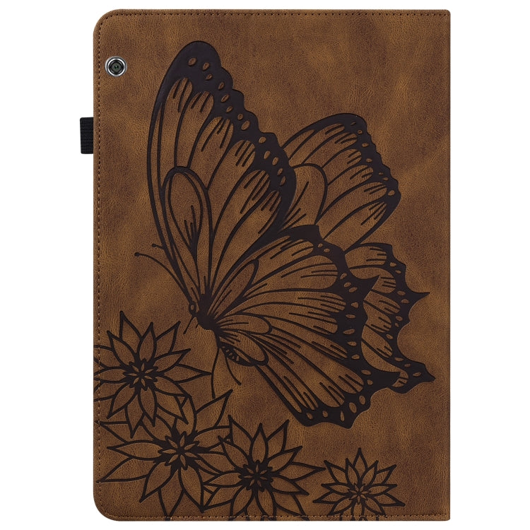 For Huawei MediaPad T5 Big Butterfly Embossed Leather Tablet Case(Brown)