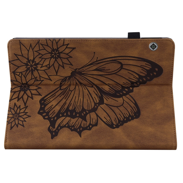 For Huawei MediaPad T5 Big Butterfly Embossed Leather Tablet Case(Brown)