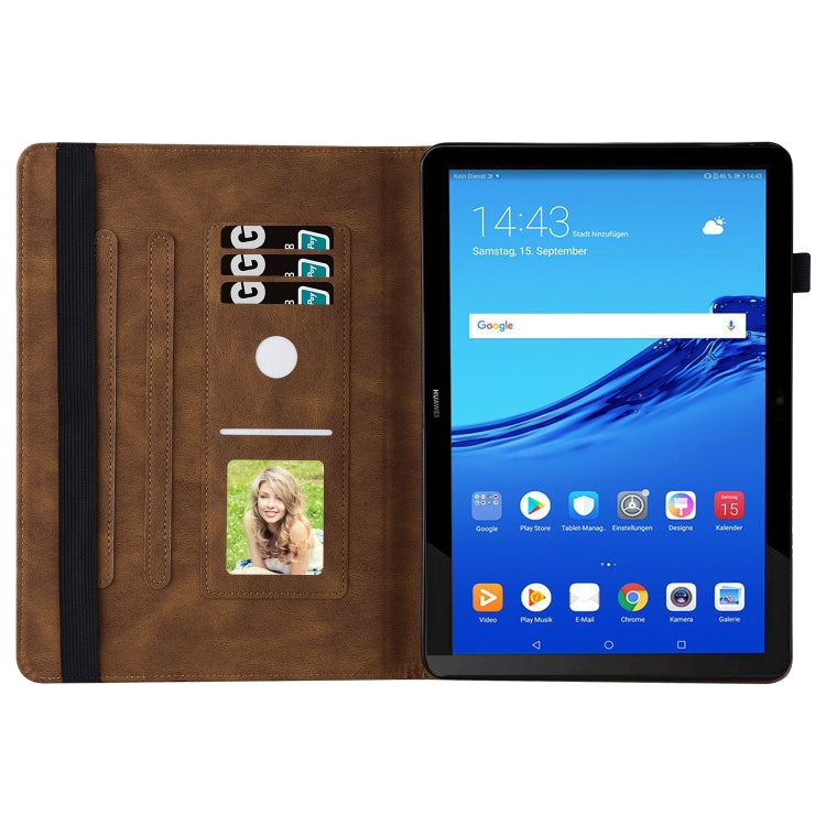 For Huawei MediaPad T5 Big Butterfly Embossed Leather Tablet Case(Brown)