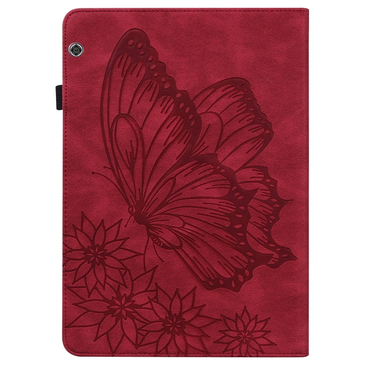 For Huawei MediaPad T5 Big Butterfly Embossed Leather Tablet Case(Red)