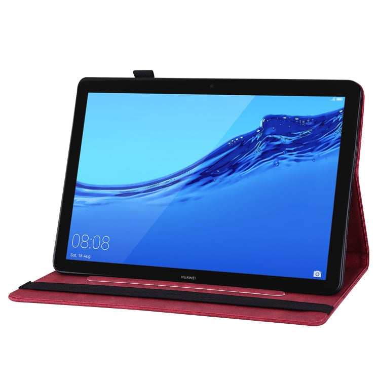 For Huawei MediaPad T5 Big Butterfly Embossed Leather Tablet Case(Red)