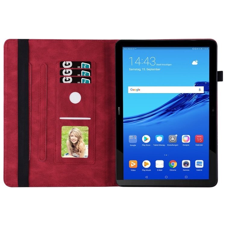 For Huawei MediaPad T5 Big Butterfly Embossed Leather Tablet Case(Red)