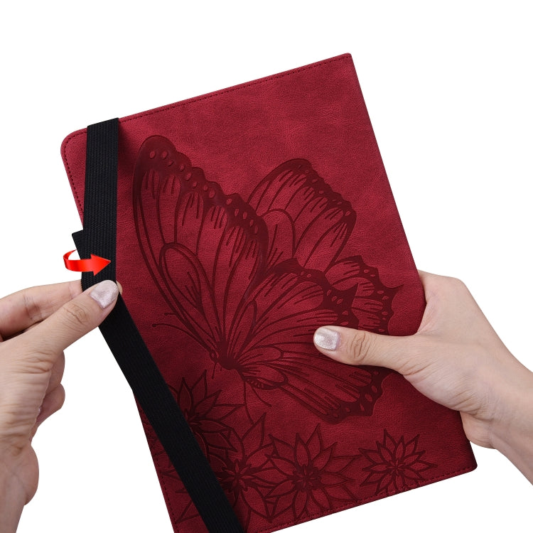For Huawei MediaPad T5 Big Butterfly Embossed Leather Tablet Case(Red)