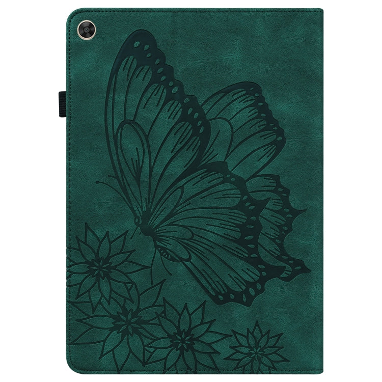 For Huawei MatePad T 10s Big Butterfly Embossed Leather Tablet Case(Green)