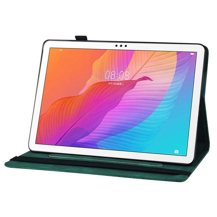 For Huawei MatePad T 10s Big Butterfly Embossed Leather Tablet Case(Green)