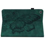For Huawei MatePad T 10s Big Butterfly Embossed Leather Tablet Case(Green)