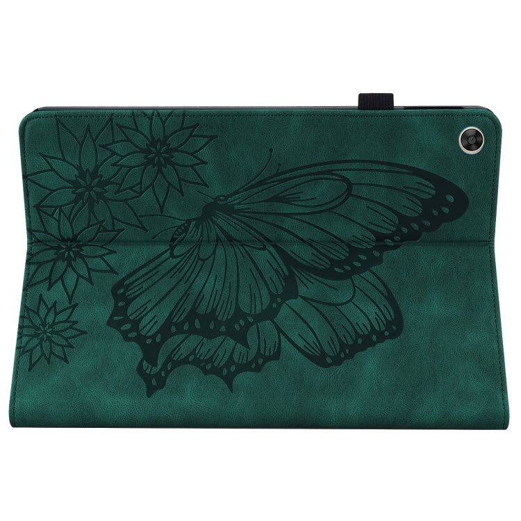 For Huawei MatePad T 10s Big Butterfly Embossed Leather Tablet Case(Green)